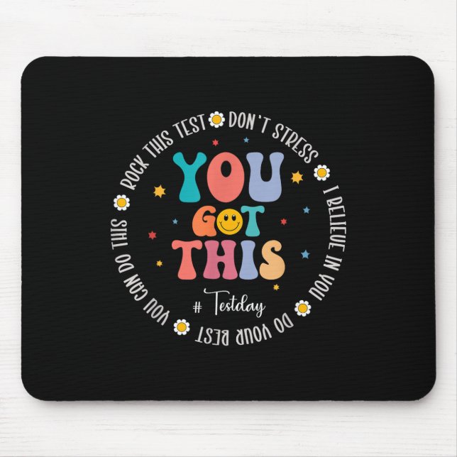 Alfombrilla De Ratón Rock The Test Teacher Testing Day Motivational Tes (Frente)
