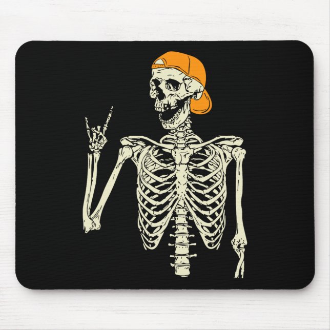 Alfombrilla De Ratón Rocker Skeleton Cap Skater Guay Halloween Punk Roc (Frente)