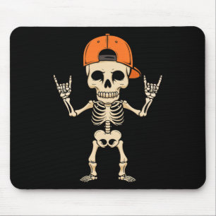 Alfombrilla De Ratón Rockero Skeleton Cap Halloween Punk Rock Hombres N