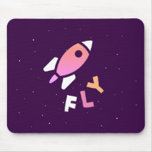 Rocket - Arte pop púrpura y rosado. ¡FLY!