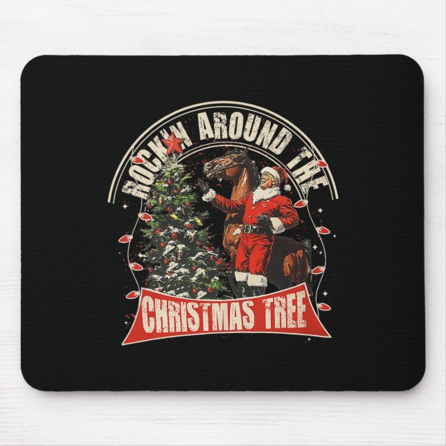 Alfombrilla De Ratón Rockin' alrededor de los Navidades Cowboy Funny Tr (Frente)