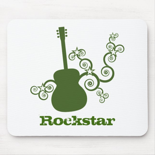 Alfombrilla De Ratón Rockstar Guitar Mousepad, Verde (Frente)