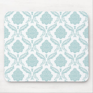Alfombrilla De Ratón Rococo Damask Rpt Patrón Pato Huevo Azul sobre Bla