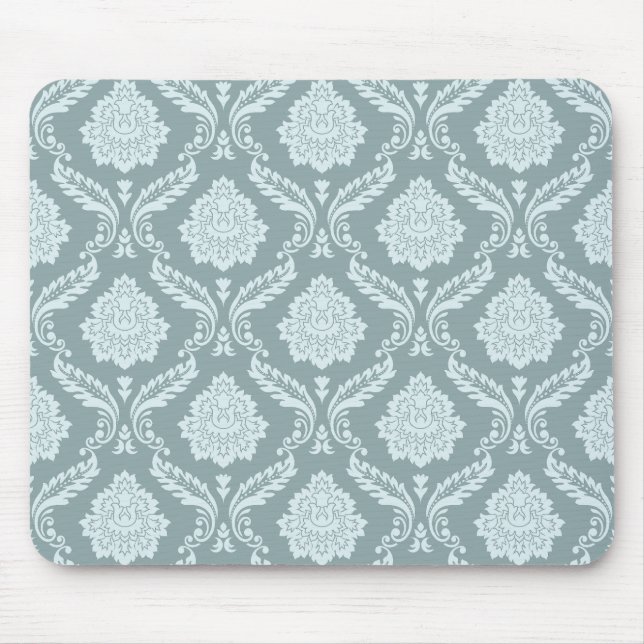 Alfombrilla De Ratón Rococo Damask Rpt Pattern Duck Egg Blue+Teal (Frente)