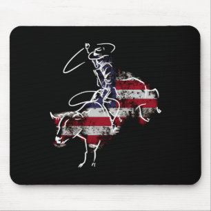 Alfombrilla De Ratón Rodeo americano de monta de toros retro grunge usa