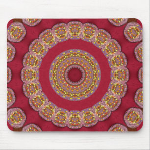 Alfombrilla De Ratón Rojas Rosetas Mandala de Oro Amarillo