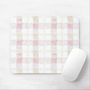 Alfombrilla De Ratón Rojizado Rosa Blanco Crema Cuadros Rayas