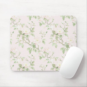 Alfombrilla De Ratón Rojizo Rosa Blanco Floral Romántico