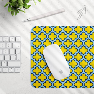Alfombrilla De Ratón Rojo azul amarillo y bebé, Entramado, Quatrefoil