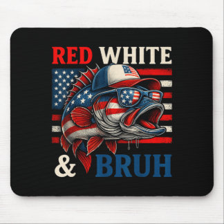 Alfombrilla De Ratón Rojo Blanco Patriótico América Pesca 4º