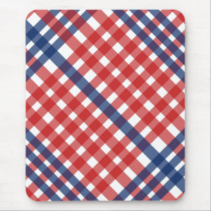 Alfombrilla De Ratón Rojo blanco y azul Gingham Plaid