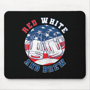 Alfombrilla De Ratón Rojo Blanco Y Cerveza! Para Una Cerveza Merica Del
