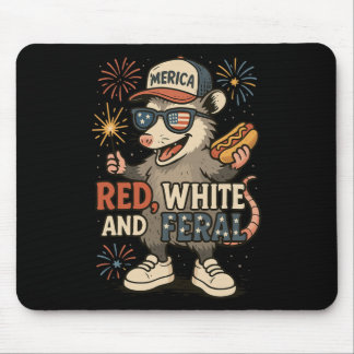Alfombrilla De Ratón Rojo Blanco Y Salvaje Fuegos Artificiales Zarigüey