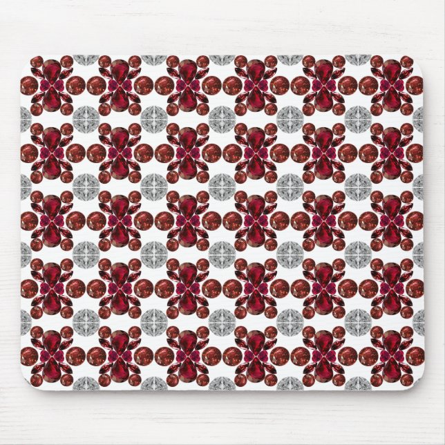 Alfombrilla De Ratón Rojo de arte Gemstone de rubí y diamantes (Frente)
