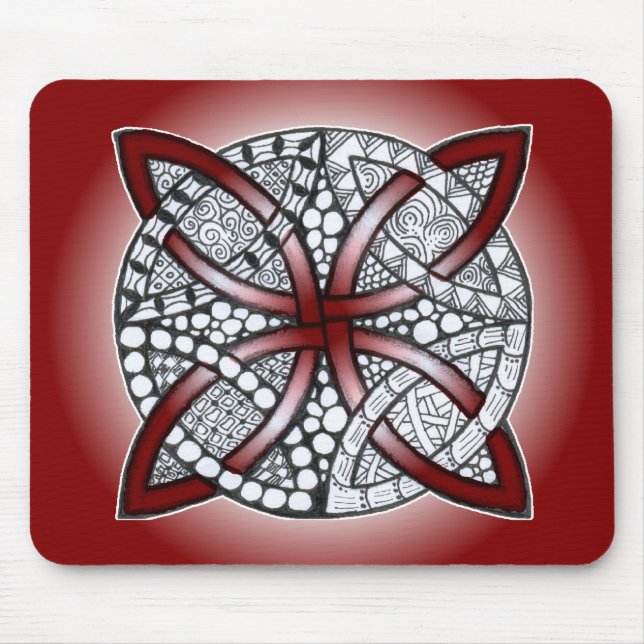 Alfombrilla De Ratón Rojo de maroon celta Knot Doodle (Frente)