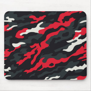 Alfombrilla De Ratón Rojo Negro Gris Blanco Patrón de Camuflaje Camo