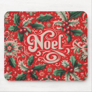 Alfombrilla De Ratón Rojo Noel y Verde
