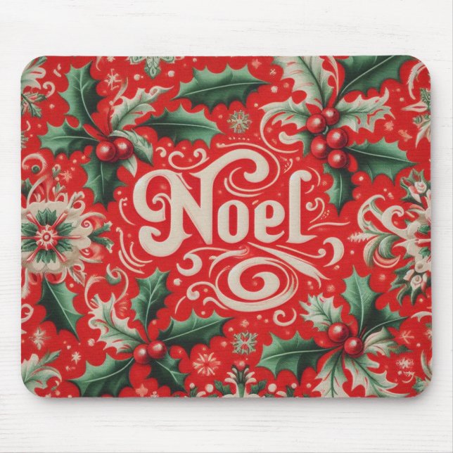 Alfombrilla De Ratón Rojo Noel y Verde (Frente)