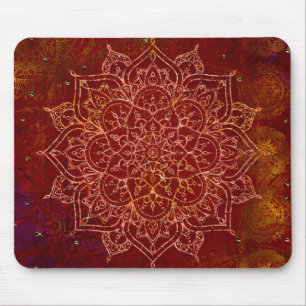 Alfombrilla De Ratón Rojo Óxido Mandala Oro Glam Moderno Chic