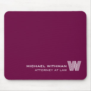 Alfombrilla De Ratón ROJO VINO Monograma personalizado, nombre y profes