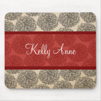 Alfombrilla De Ratón Rojo Vintage Zinnia Mousepad