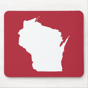 Alfombrilla De Ratón Rojo y Blanco Forma de Wisconsin