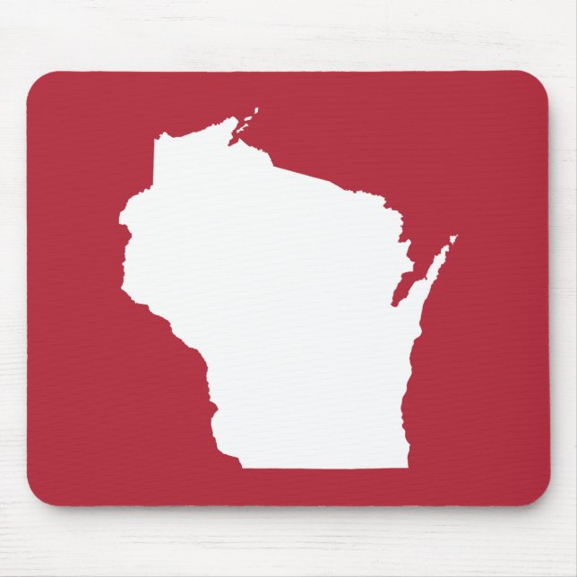 Alfombrilla De Ratón Rojo y Blanco Forma de Wisconsin (Frente)