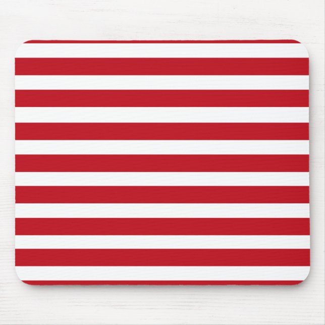 Alfombrilla De Ratón Rojo y blanco raya Mousepad (Frente)