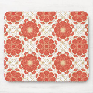 Alfombrilla De Ratón Rojo y modelo floral del cordón del oro