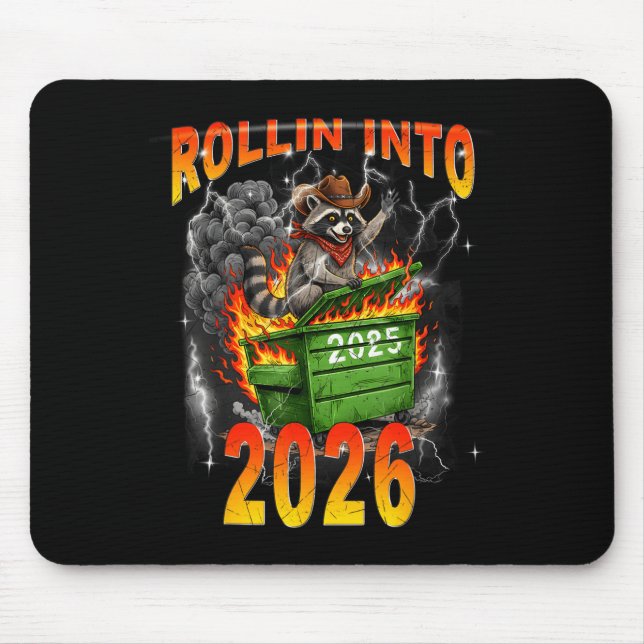 Alfombrilla De Ratón Rollin Into 2026 New Year 2026 Raccoon Cowboy Vint (Frente)