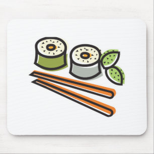 Alfombrilla De Ratón rollos de sushi y palillos