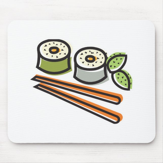 Alfombrilla De Ratón rollos de sushi y palillos (Frente)