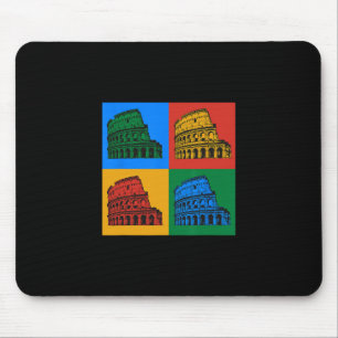 Alfombrilla De Ratón Roma Italia Coliseo Colores Arte Pop Retrato Viaje
