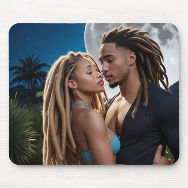 Alfombrilla De Ratón Romantic Moonlight Couple Art Mousepad (Frente)