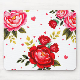 Alfombrilla De Ratón Romantic Roses and Hearts Mouse Pad