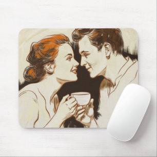 Alfombrilla De Ratón Romántico Café Fecha Parejas Compartiendo Dulce Gl