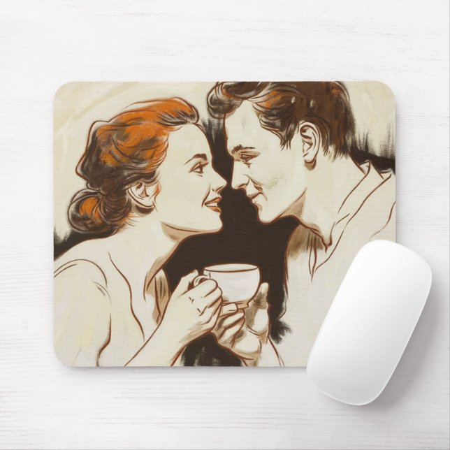 Alfombrilla De Ratón Romántico Café Fecha Parejas Compartiendo Dulce Gl (Con ratón)