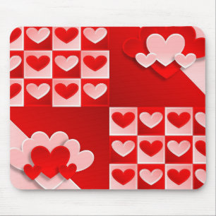Alfombrilla De Ratón Romántico Valentine Love Hearts Red White Heart