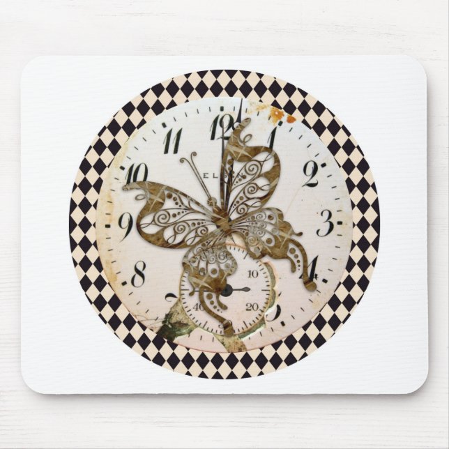 Alfombrilla De Ratón Ronda de mariposa de Steampunk (Frente)