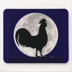 Alfombrilla De Ratón Rooster a la luz de la luna