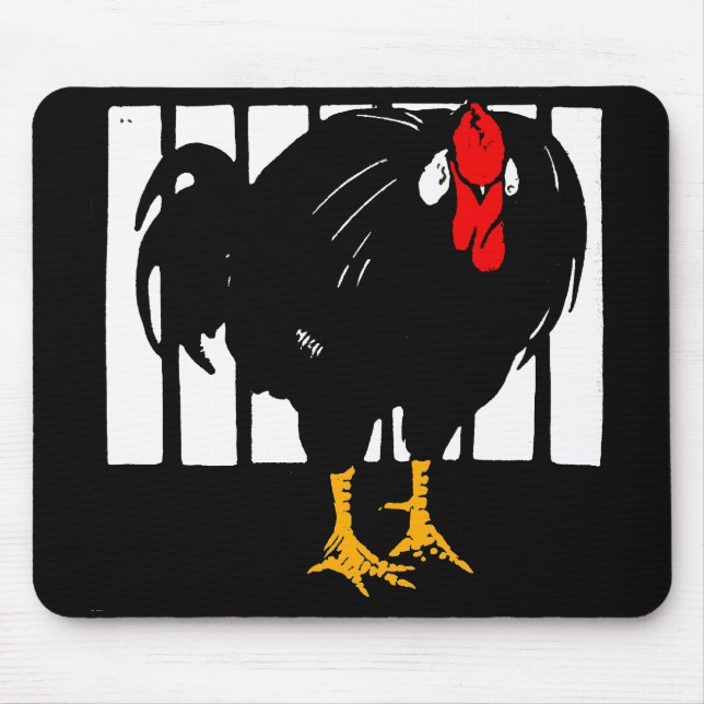 Alfombrilla De Ratón Rooster de pollo de Woodcut de Victoria Mousepad (Frente)