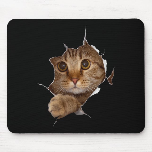 Alfombrilla De Ratón Ropa de felino dulce desgarrada - Grasa divertida  (Frente)