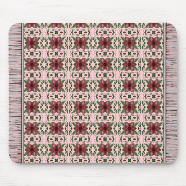 Alfombrilla De Ratón Ropa de ratón rosa de frambuesa florida (Frente)