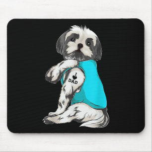 Alfombrilla De Ratón Ropa de tatuaje de Shih Tzu amo a papá, regalos de