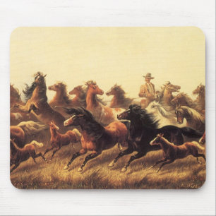 Alfombrilla De Ratón Ropando caballos salvajes por James Walker