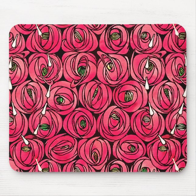 Alfombrilla De Ratón Rosa Art Nouveau Rennie Macintosh Graphic (Frente)