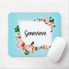 Alfombrilla De Ratón Rosa azul Marco tu nombre País Mousepad