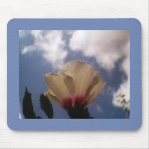 Alfombrilla De Ratón Rosa blanca en cielo azul