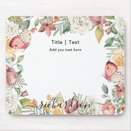 Alfombrilla De Ratón Rosa bucal bucal rústico Personalizado de mariposa