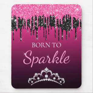 Alfombrilla De Ratón Rosa Caliente Glam Gotear Brillo Nacido para Brill